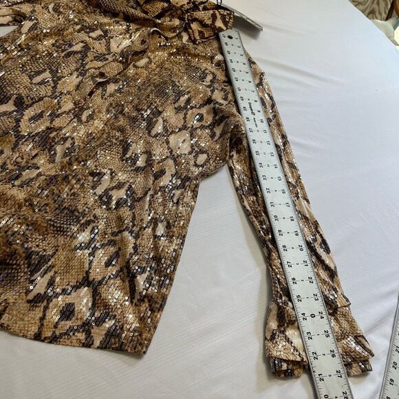 NWT Ethyl Snakeprint Sequin Sparkle Tunic Top Button Up Shirt Plus Size XXL New - Picture 6 of 9